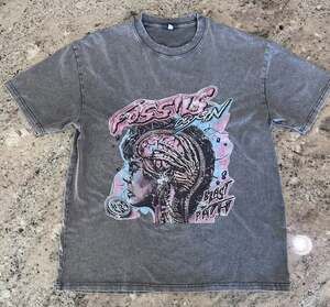 Fossils Alien Mechanical Brain Portrait Washed Black Tee